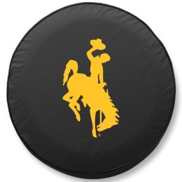 Wyoming Tire Cover w/ Cowboys Logo - Black Vinyl