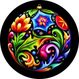 Floral Christmas Bauble Ornament Spare Tire Cover