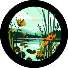 WIld Flowers on Liy Pond Spare Tire Cover