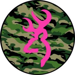Pink Deer Head on Camo Spare Tire Cover