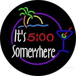 It's 5 o'clock Somewhere Neon Spare Tire Cover