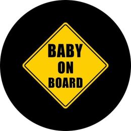 Baby on Board Spare Tire Cover on Black Vinyl