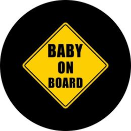 Baby on Board Spare Tire Cover on Black Vinyl