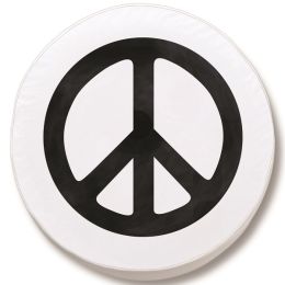 Peace Sign Spare Tire Cover on White Vinyl