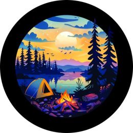 Campfire w/ Tent Landscape Spare Tire Cover