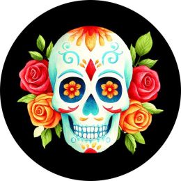 Skull with Roses Spare Tire Cover