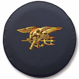 United States Navy Tire Cover w/ Seals Logo - Black Vinyl
