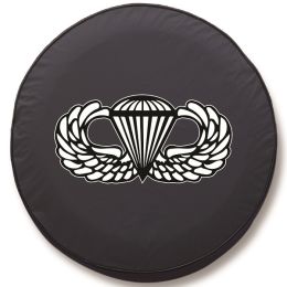 US Paratrooper Non Combat Jeep Tire Cover on Black Vinyl