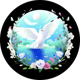 Dove in Pond w/ Flowers Spare Tire Cover