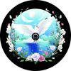 Dove in Pond w/ Flowers Spare Tire Cover