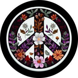 Floral Peace Sign Spare Tire Cover