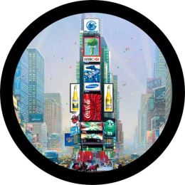 Times Square Tire Cover on Black Vinyl