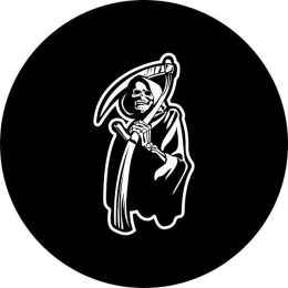 Grim Reaper Tire Cover on Black Vinyl