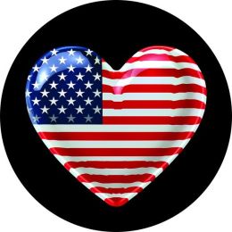 Heart Shaped American Flag Spare Tire Cover