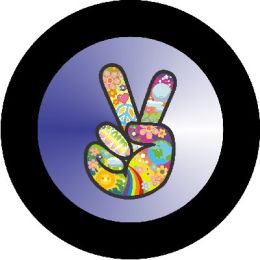 Hippie Peace Sign Blue Spare Tire Cover