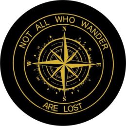 Not All Who Wander Compass Spare Tire Cover - Gold Graphic