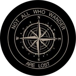 Not All Who Wander Spare Tire Cover - Khaki Tan Graphic