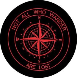 Not All Who Wander Compass Tire Cover - Red Graphic