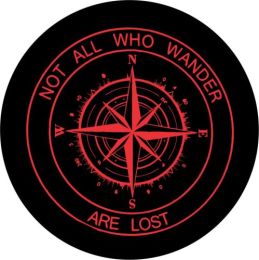 Not All Who Wander Compass Tire Cover - Red Graphic