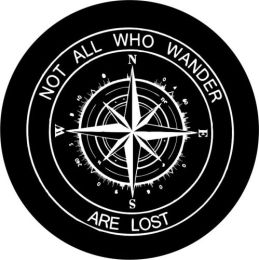 Not All Who Wander Compass Tire Cover - White Graphic