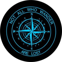 Not All Who Wander Compass Tire Cover - Teal Graphic