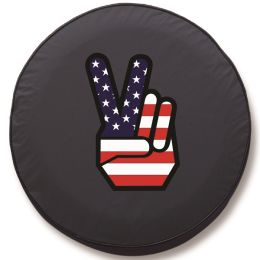 Patriotic Peace Sign Spare Tire Cover - Black Vinyl