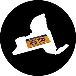New York New York Tire Cover on Black Vinyl