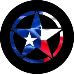 Texas Flag Star Tire Cover on Black Vinyl