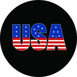 USA Flag Spare Tire Cover on Black Vinyl