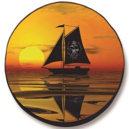 Sailboat and Pirate Sail Spare Tire Cover - Black Vinyl