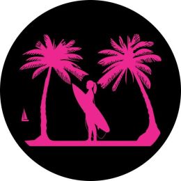 Surfer Girl Palm Trees Tire Cover