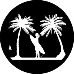Surfer Girl Palm Trees Spare Tire Cover - White