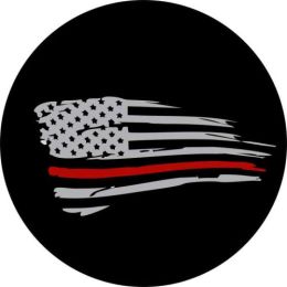 Thin Red Line Tattered Flag Spare Tire Cover