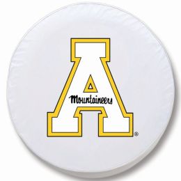 Appalachian State Tire Cover w/ Mountaineers Logo - White Vinyl