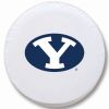 Brigham Young Tire Cover w/ Cougars Logo - White Vinyl