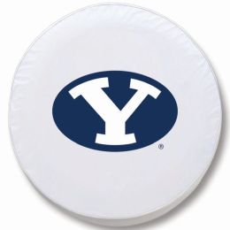 Brigham Young Tire Cover w/ Cougars Logo - White Vinyl