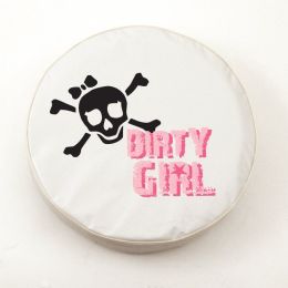 Dirty Girl w/ Skull Logo White Spare Tire Cover