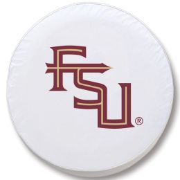 Florida State Tire Cover w/ Seminoles FSU Logo - White Vinyl