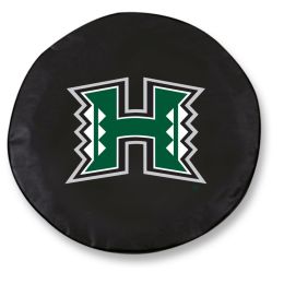 Hawaii Tire Cover w/ Rainbow Warriors Logo - Black Vinyl