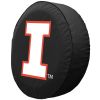 Illinois Tire Cover w/ Fighting Illini Logo - Black Vinyl