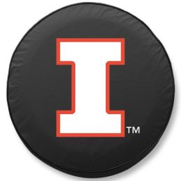 Illinois Tire Cover w/ Fighting Illini Logo - Black Vinyl