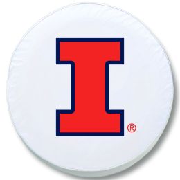 Illinois Tire Cover w/ Fighting Illini Logo - White Vinyl