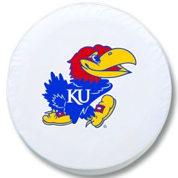Kansas Tire Cover w/ Jayhawks Logo - White Vinyl