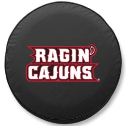 Louisiana Lafayette Tire Cover w/ Ragin Cajuns Logo - Black Vinyl