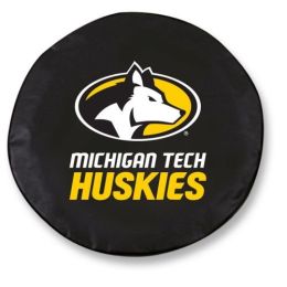 Michigan Tech Tire Cover w/ Huskies Logo - Black Vinyl