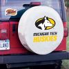 Michigan Tech Tire Cover w/ Huskies Logo - White Vinyl