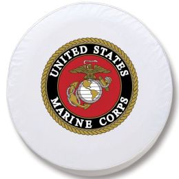 United States Marines Tire Cover - White Vinyl