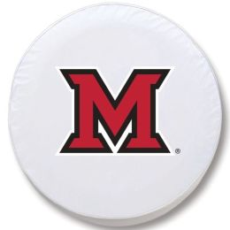 Miami Tire Cover w/ RedHawks Logo - White Vinyl