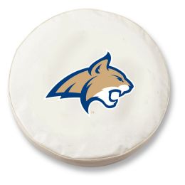 Montana State Tire Cover w/ Bobcats Logo - White Vinyl