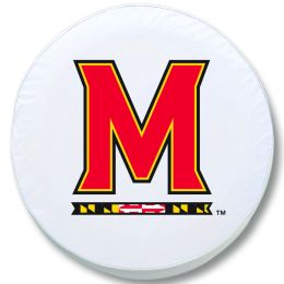 Maryland Tire Cover w/ Terrapins Logo - White Vinyl